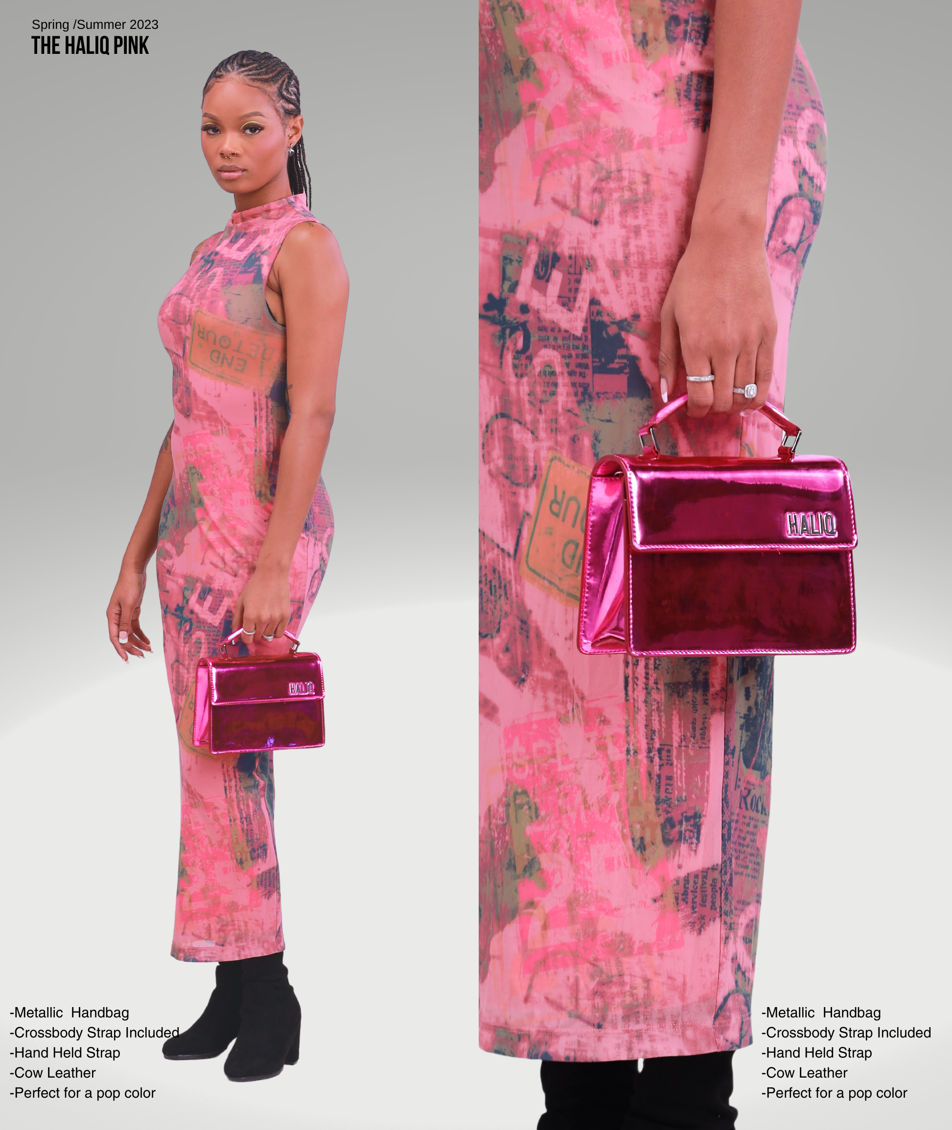 Pink sales metallic handbag